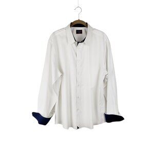 Untuckit Las Cases Special Button Up Shirt White Contrast Wrinkle Free Mens XL